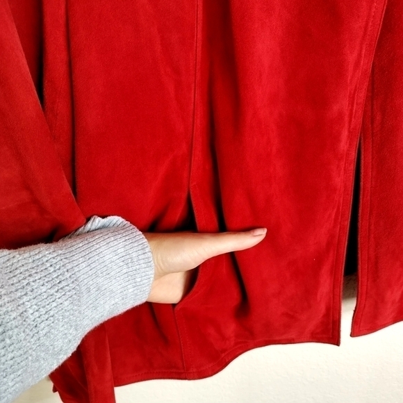 Talbots Jacket Women Suede Leather Long Sleeve Top Button Coat Party Cruise sz20 - Picture 8 of 9